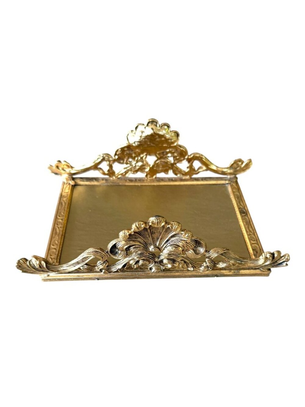 Vintage Hollywood Regency gold vanity tray Rococo revival